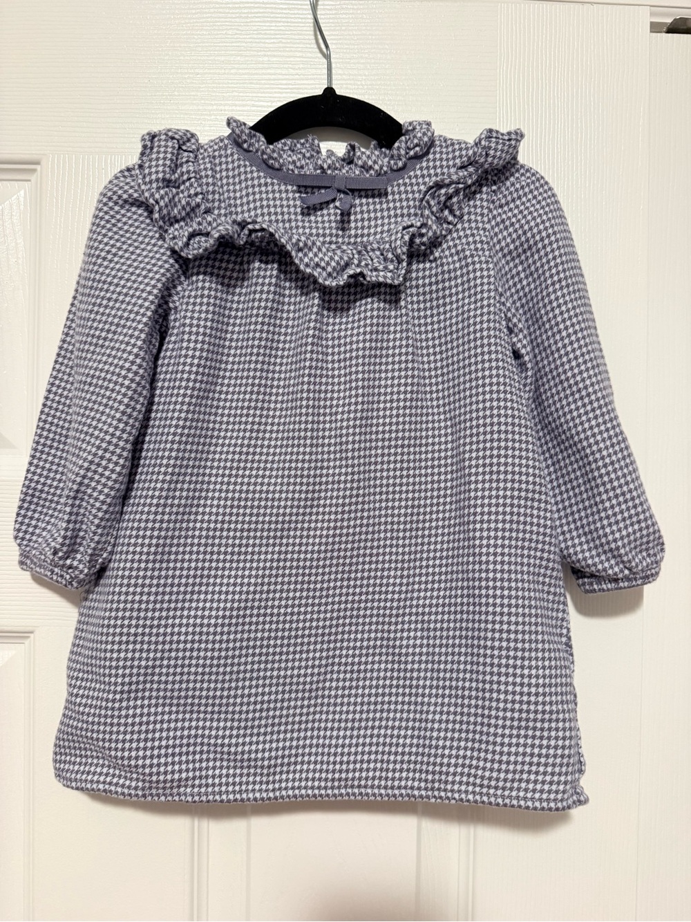Janie and Jack Houndstooth Ruffle-Neck Dress